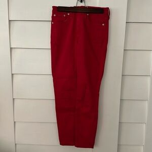 J. Crew 10” high rise toothpick jeans in red size 25